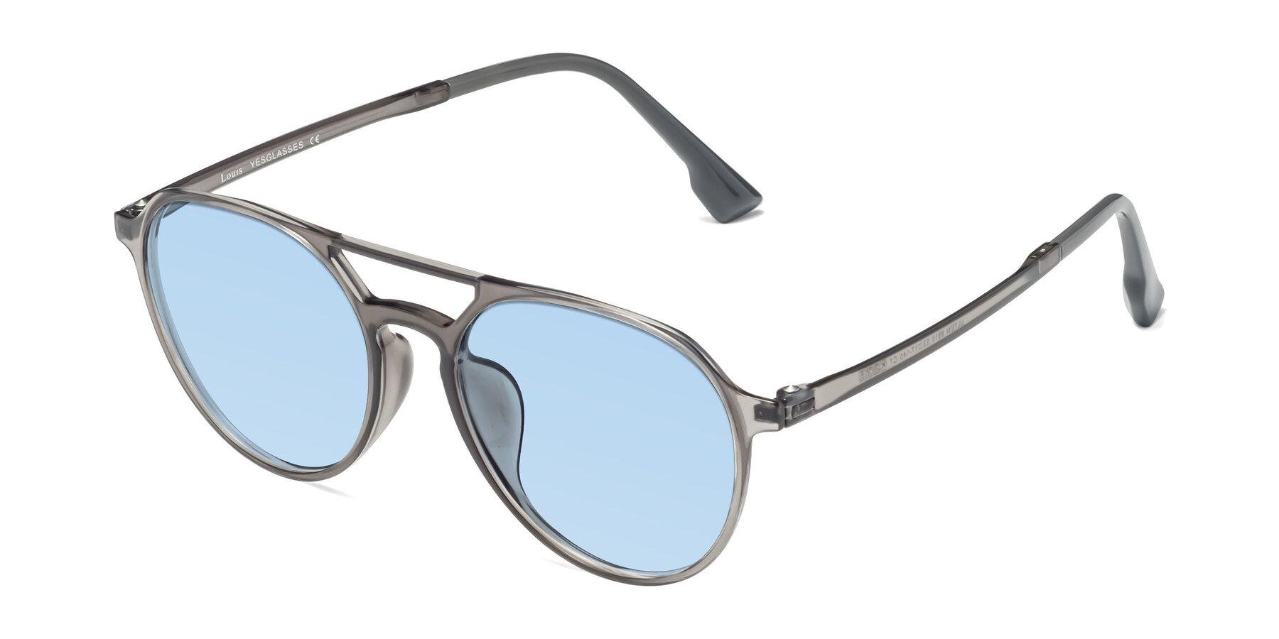 Angle of Louis in Gray with Light Blue Tinted Lenses