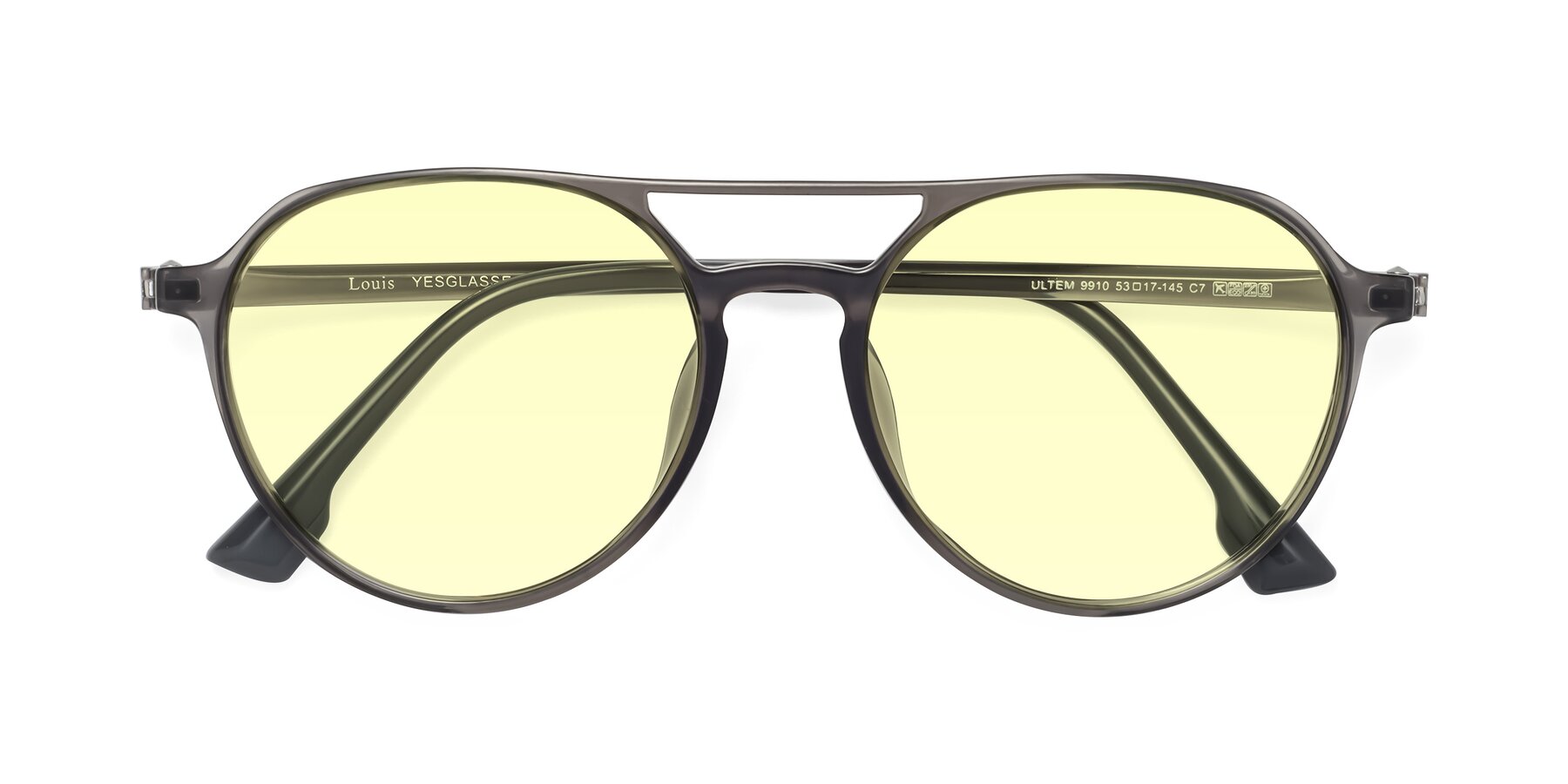 Folded Front of Louis in Gray with Light Yellow Tinted Lenses