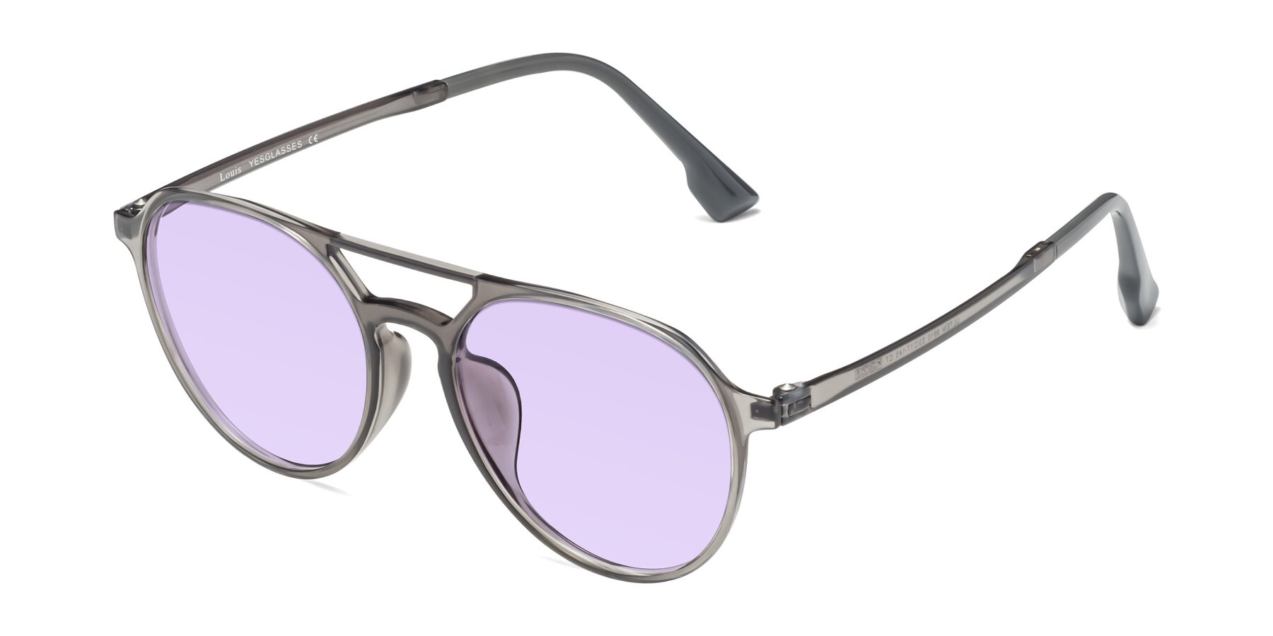 Angle of Louis in Gray with Light Purple Tinted Lenses