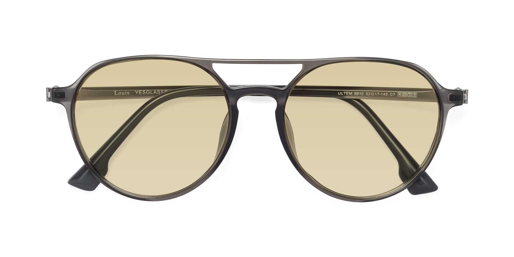 Folded Front of Louis in Gray with Light Champagne Tinted Lenses