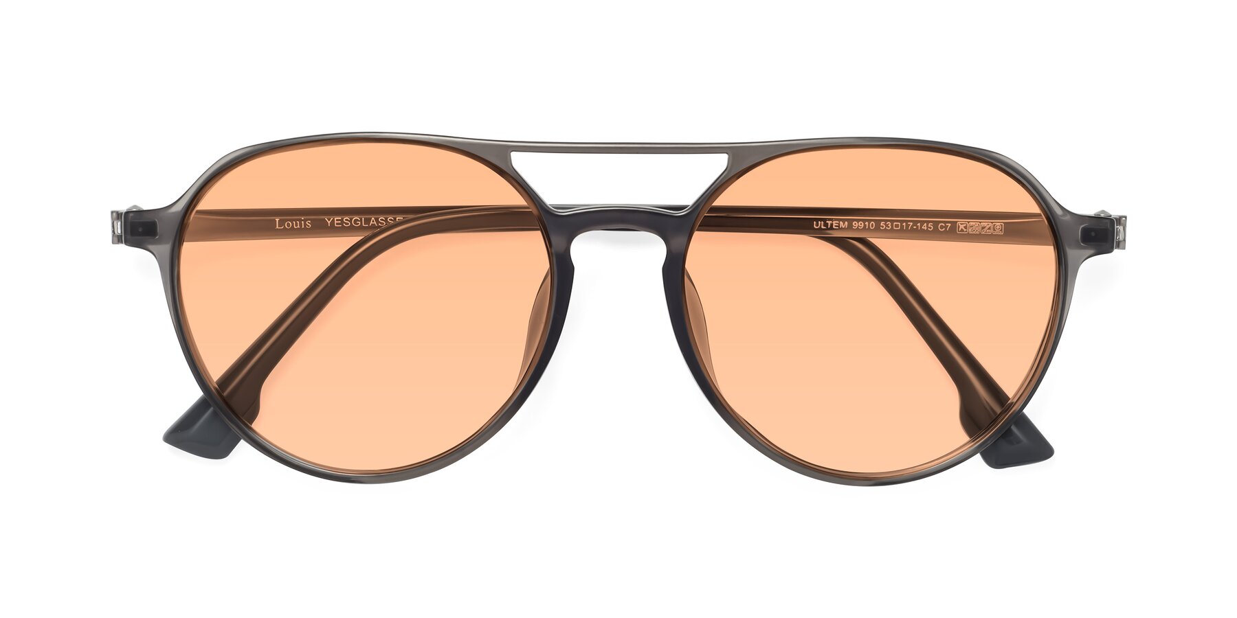 Folded Front of Louis in Gray with Light Orange Tinted Lenses