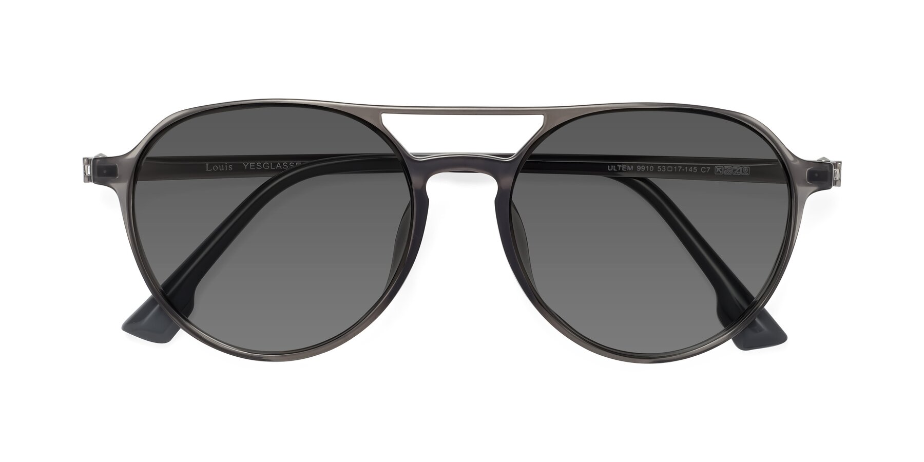 Folded Front of Louis in Gray with Medium Gray Tinted Lenses