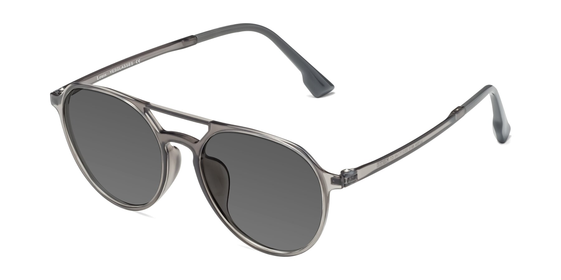Angle of Louis in Gray with Medium Gray Tinted Lenses
