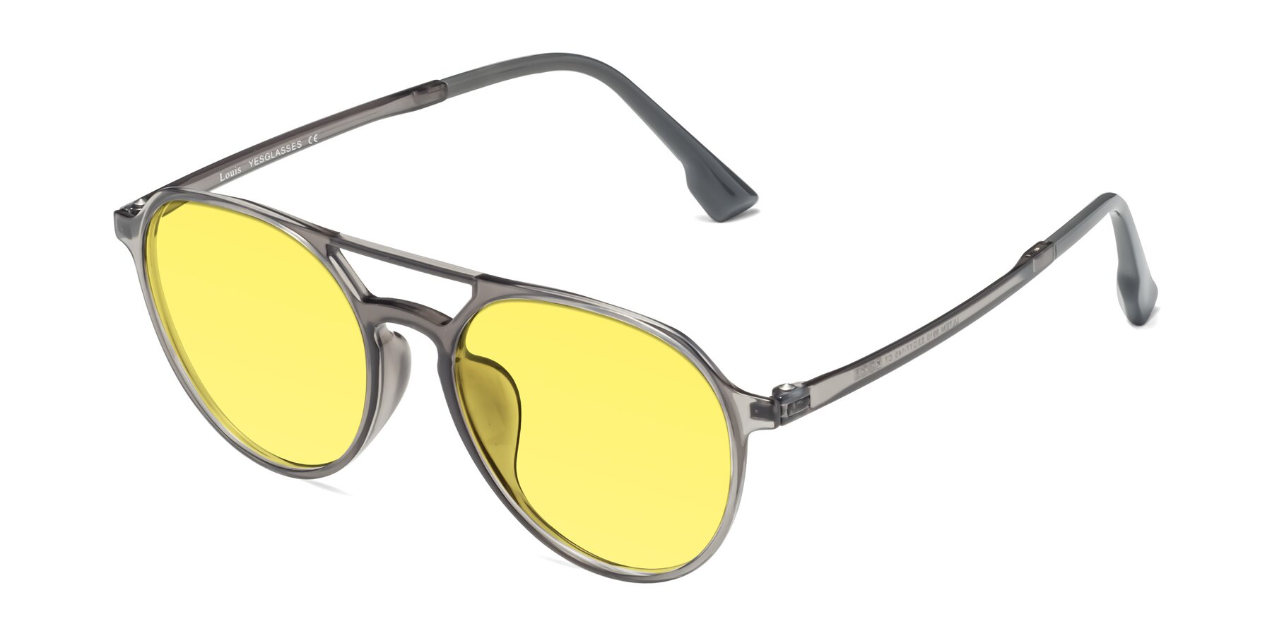 Angle of Louis in Gray with Medium Yellow Tinted Lenses