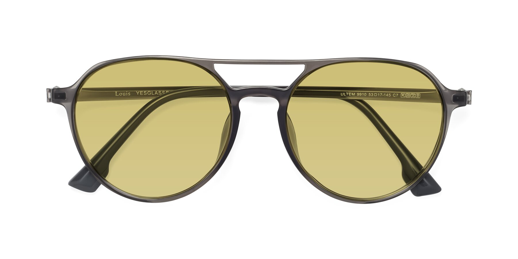 Folded Front of Louis in Gray with Medium Champagne Tinted Lenses