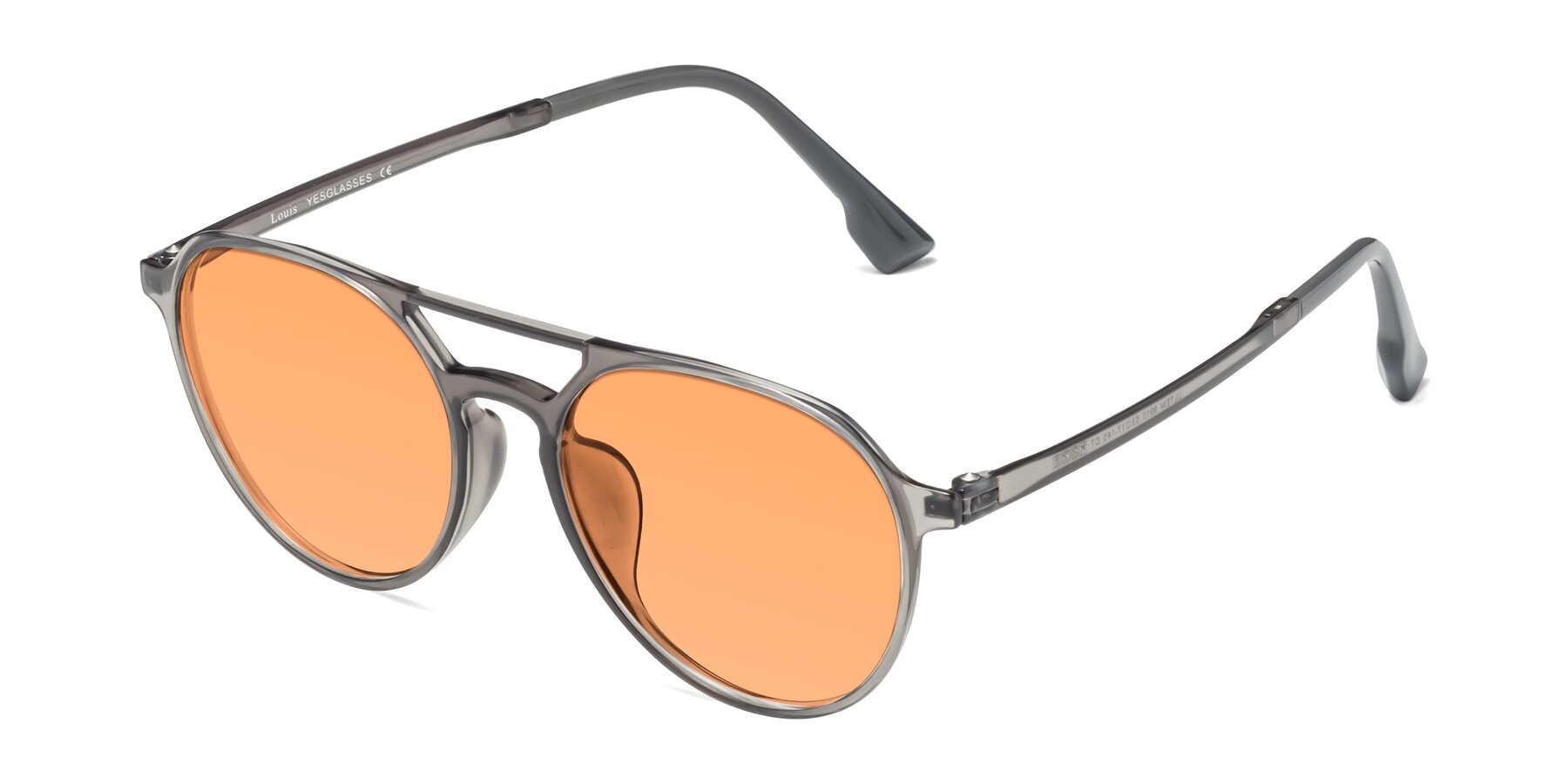 Angle of Louis in Gray with Medium Orange Tinted Lenses