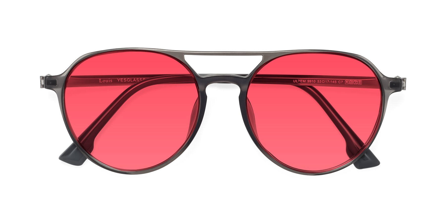 Folded Front of Louis in Gray with Pink Tinted Lenses