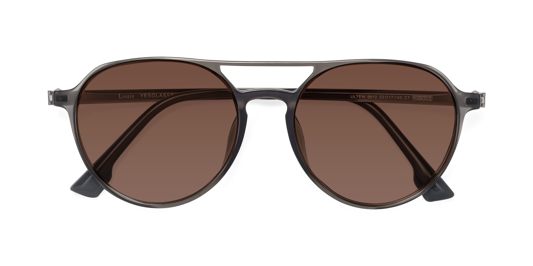 Folded Front of Louis in Gray with Brown Tinted Lenses