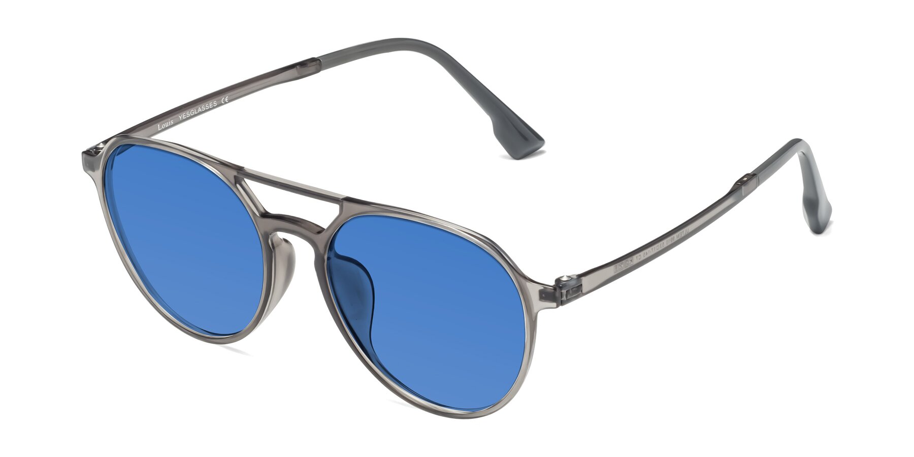 Angle of Louis in Gray with Blue Tinted Lenses