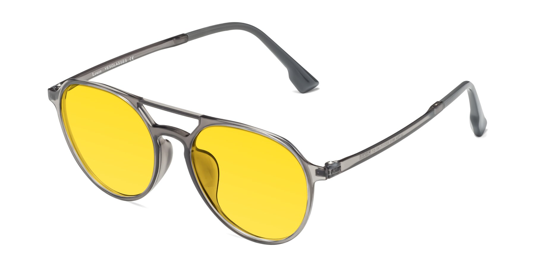 Angle of Louis in Gray with Yellow Tinted Lenses