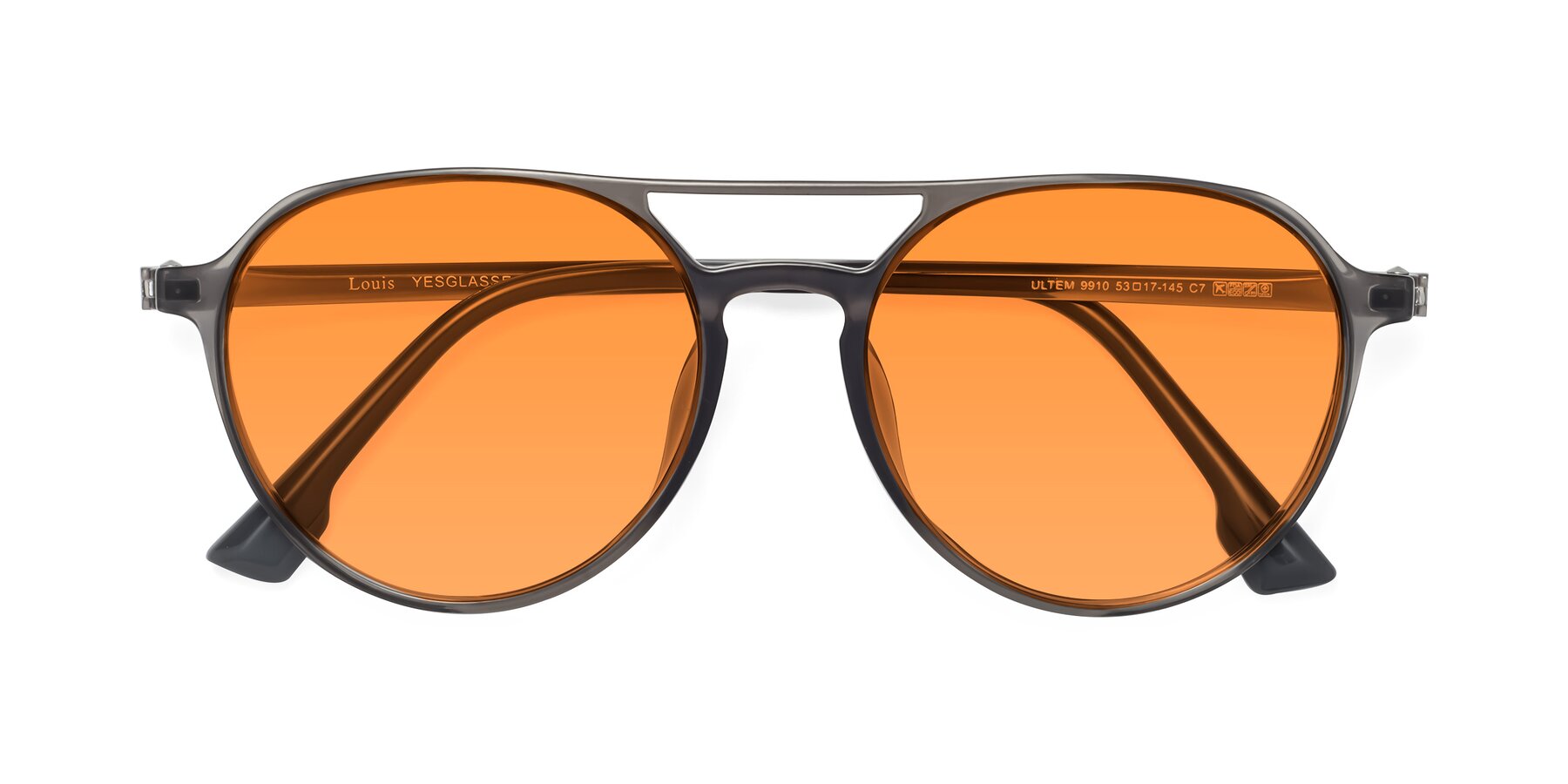 Folded Front of Louis in Gray with Orange Tinted Lenses