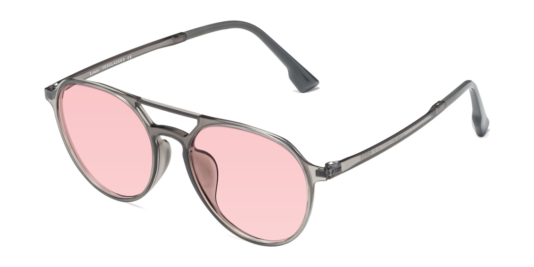 Angle of Louis in Gray with Light Garnet Tinted Lenses