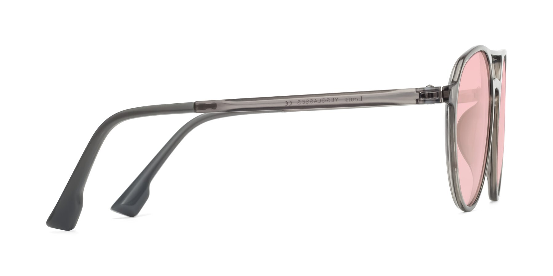 Side of Louis in Gray with Light Garnet Tinted Lenses