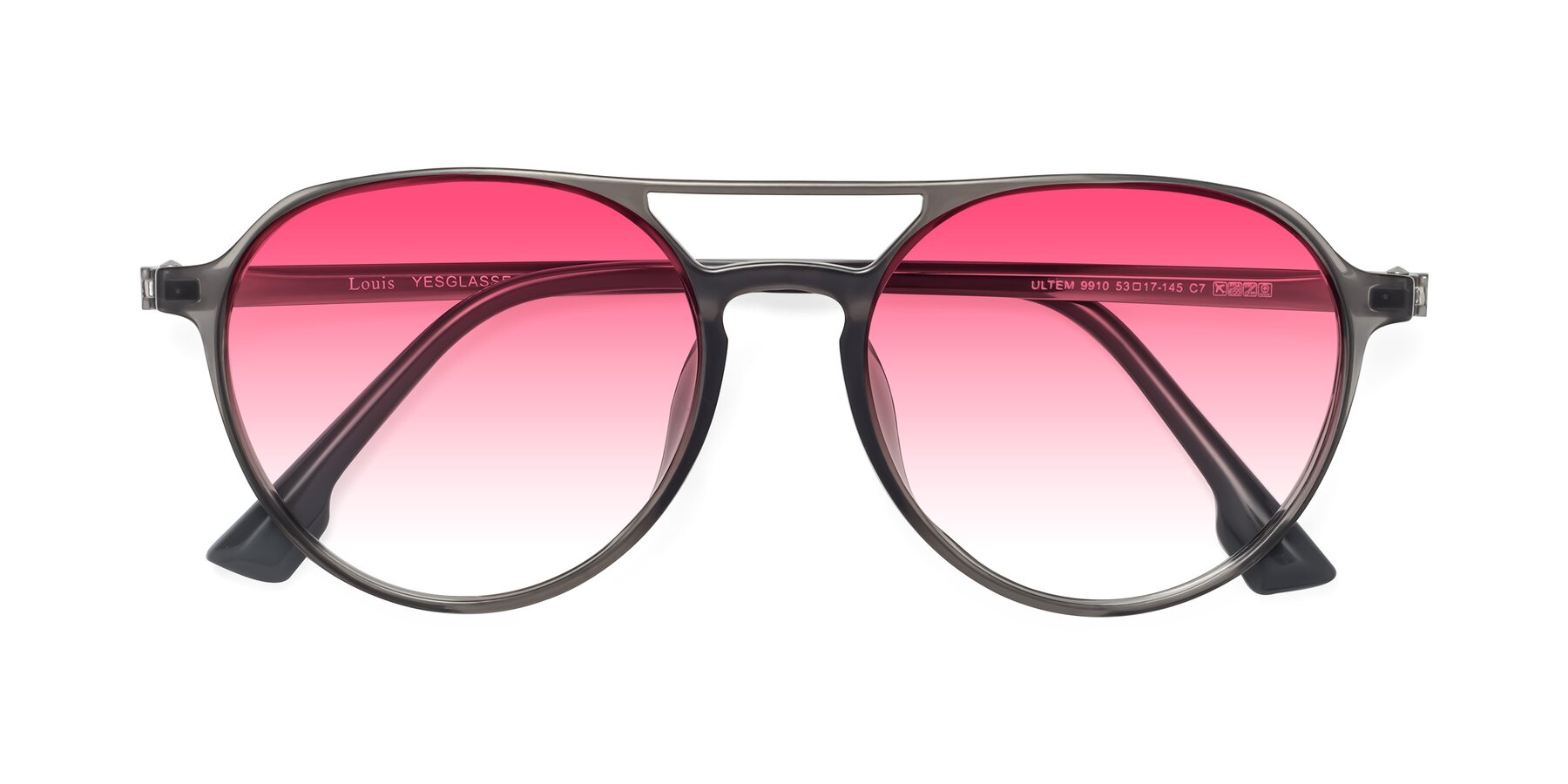 Folded Front of Louis in Gray with Pink Gradient Lenses