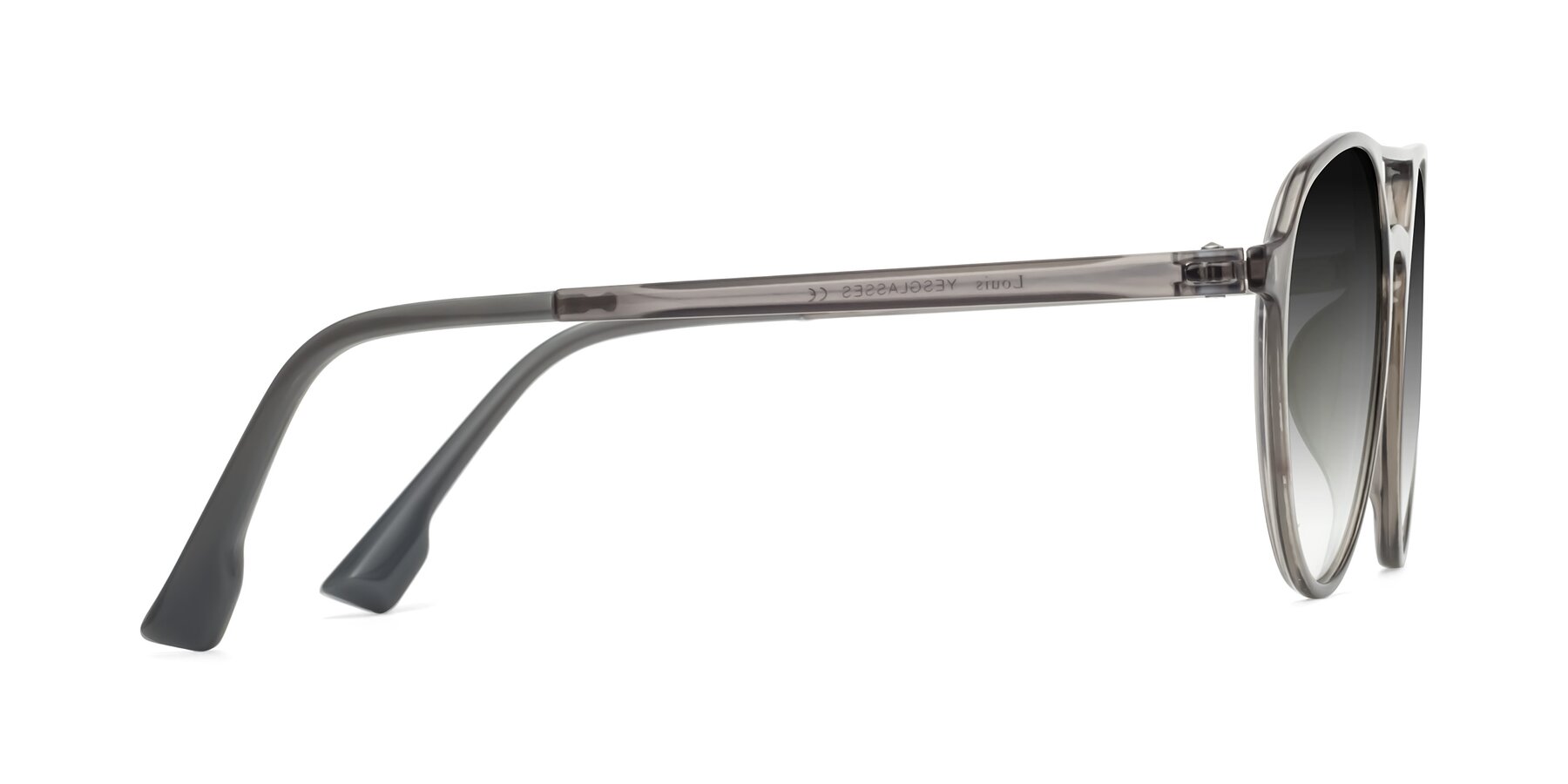 Side of Louis in Gray with Gray Gradient Lenses