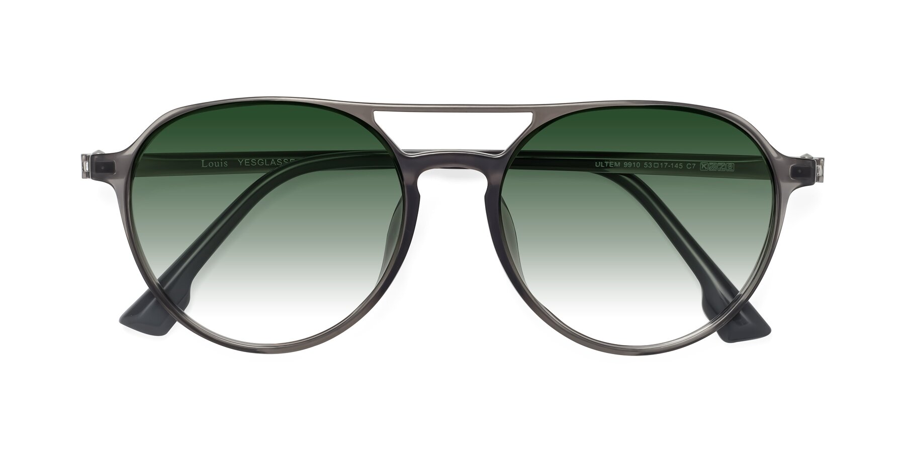 Folded Front of Louis in Gray with Green Gradient Lenses