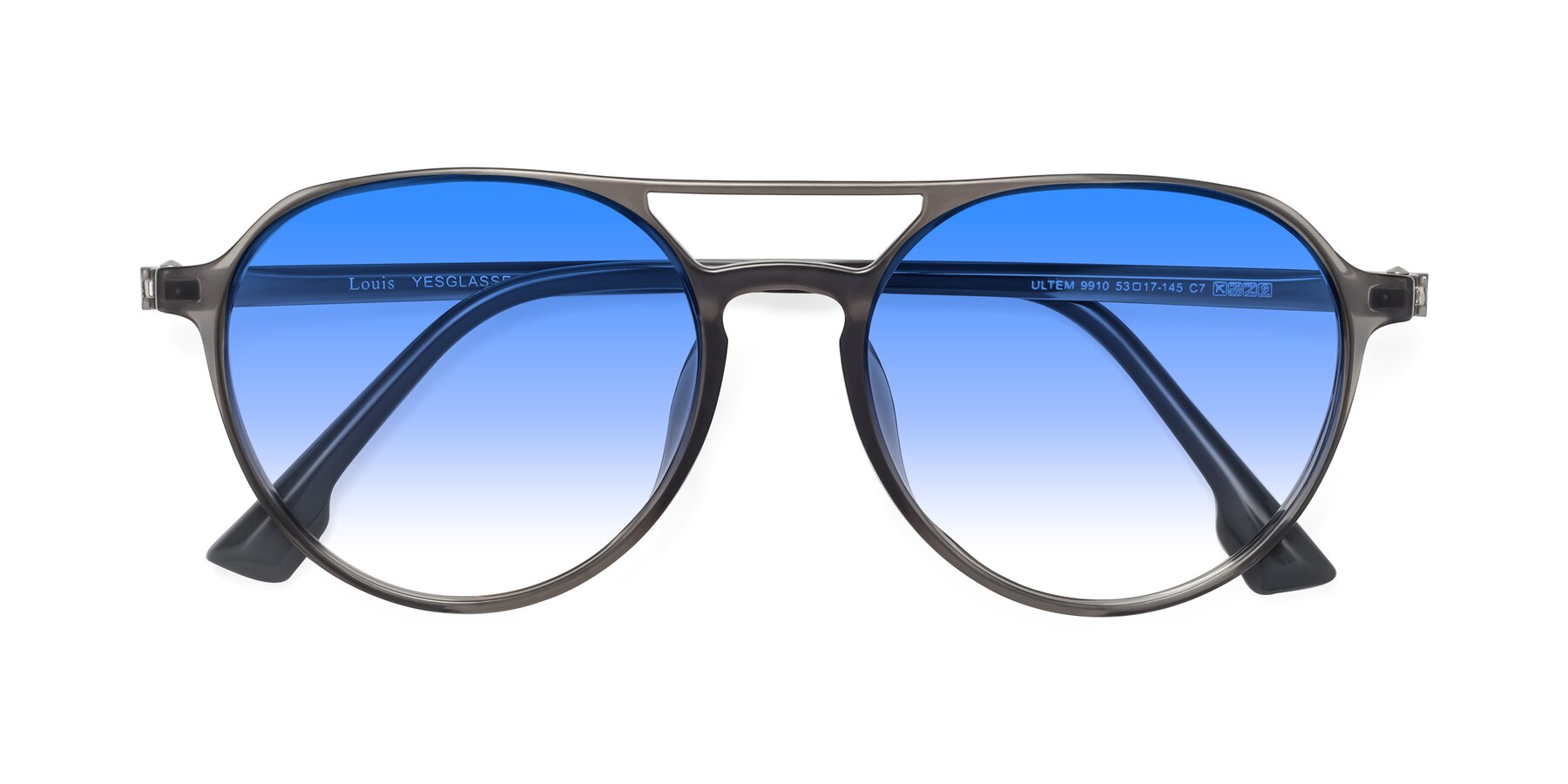 Folded Front of Louis in Gray with Blue Gradient Lenses