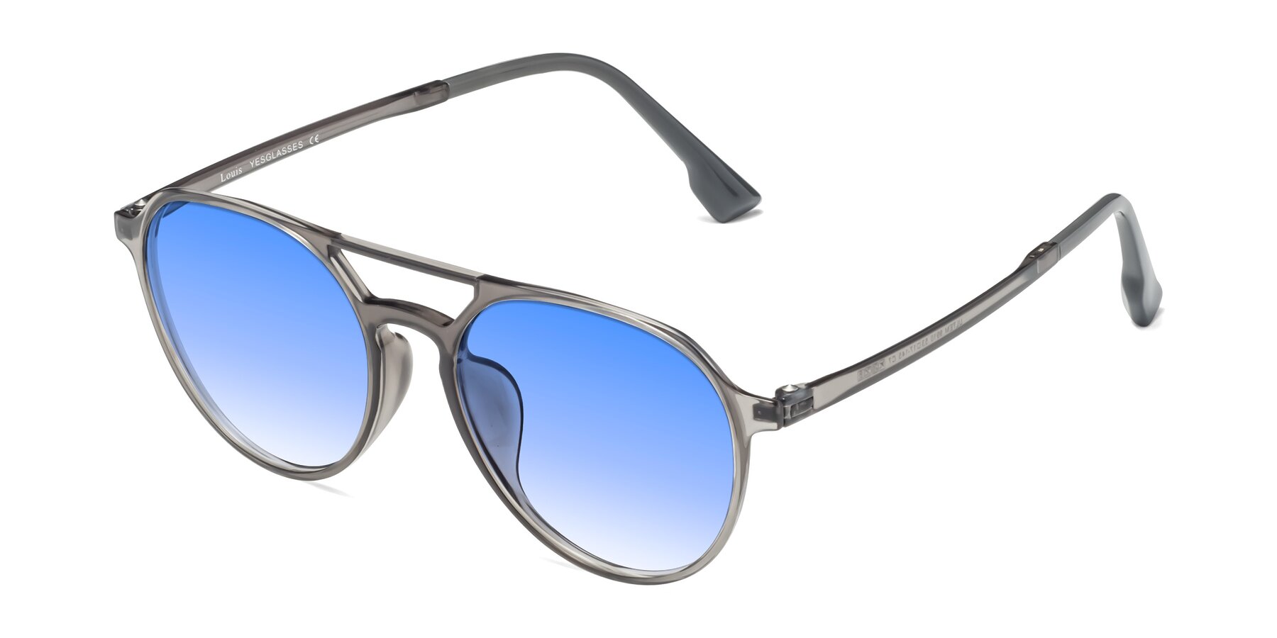 Angle of Louis in Gray with Blue Gradient Lenses