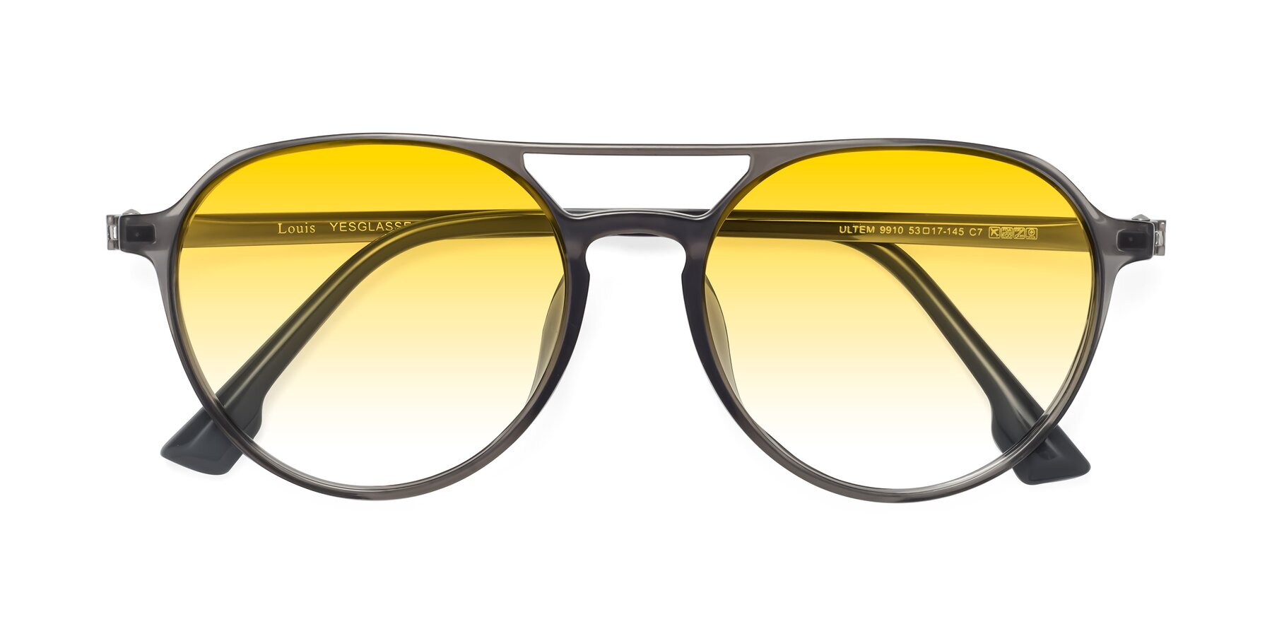 Folded Front of Louis in Gray with Yellow Gradient Lenses