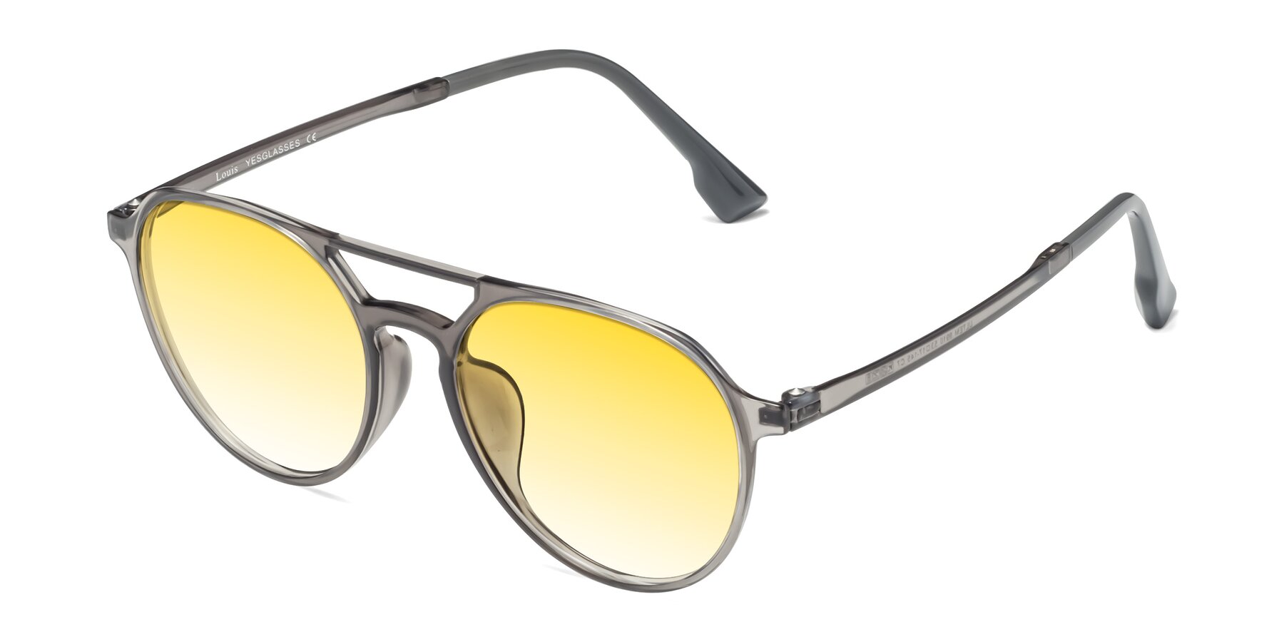 Angle of Louis in Gray with Yellow Gradient Lenses