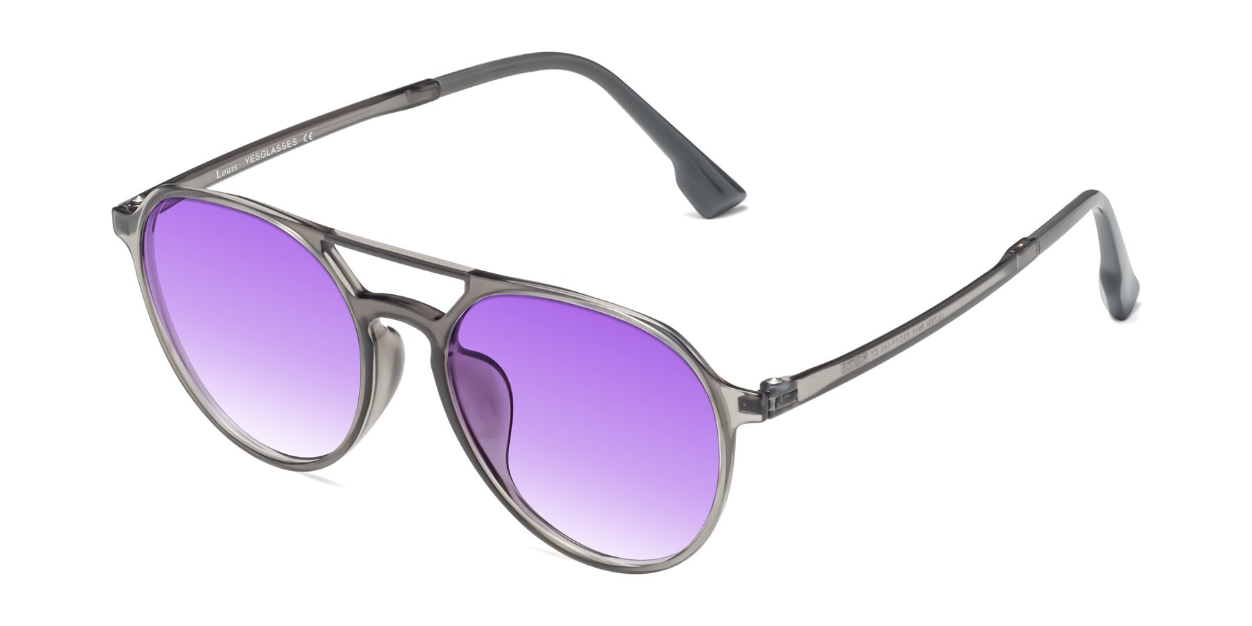 Angle of Louis in Gray with Purple Gradient Lenses