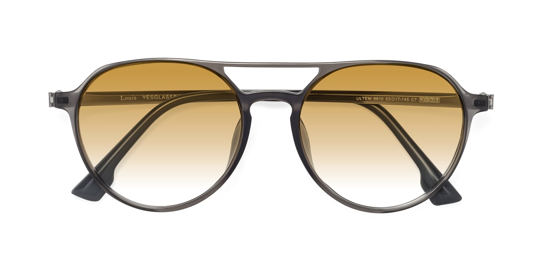 Folded Front of Louis in Gray with Champagne Gradient Lenses