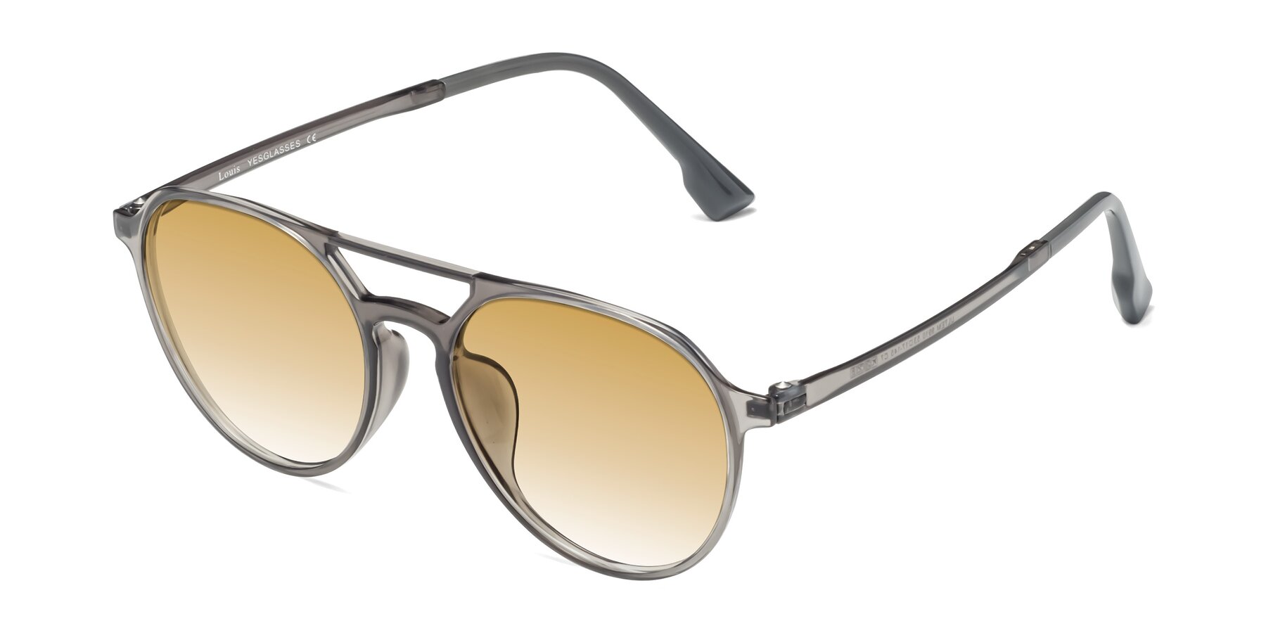 Angle of Louis in Gray with Champagne Gradient Lenses