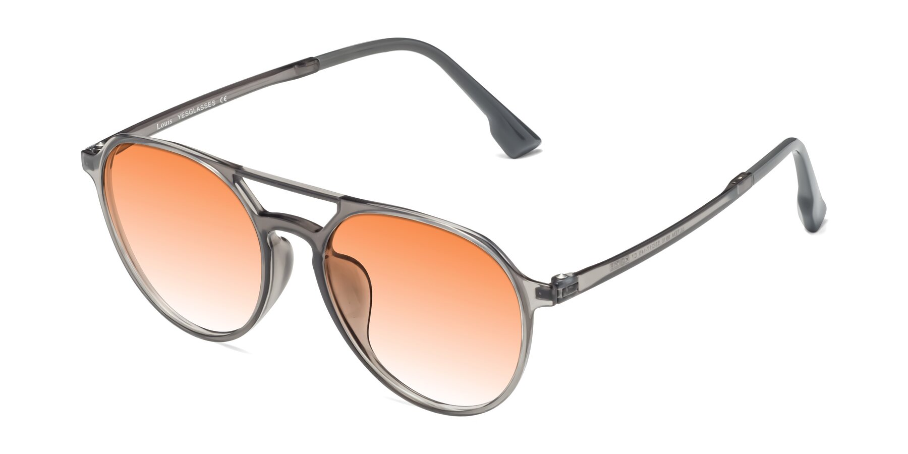Angle of Louis in Gray with Orange Gradient Lenses