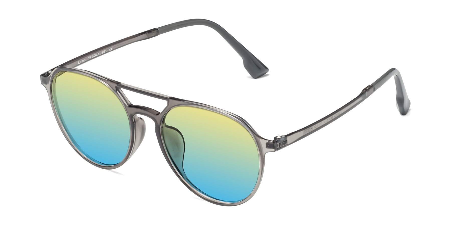 Angle of Louis in Gray with Yellow / Blue Gradient Lenses
