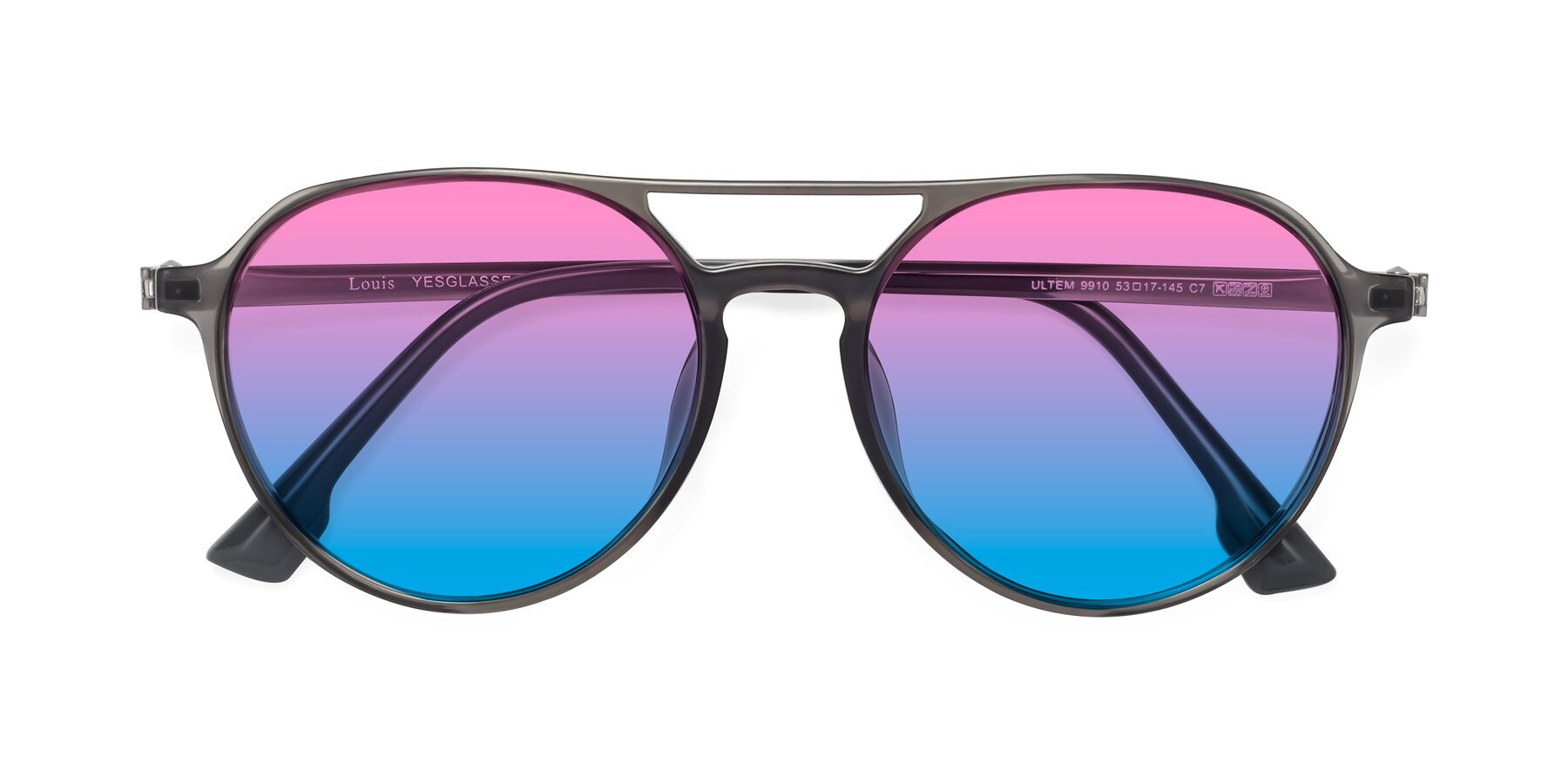 Folded Front of Louis in Gray with Pink / Blue Gradient Lenses