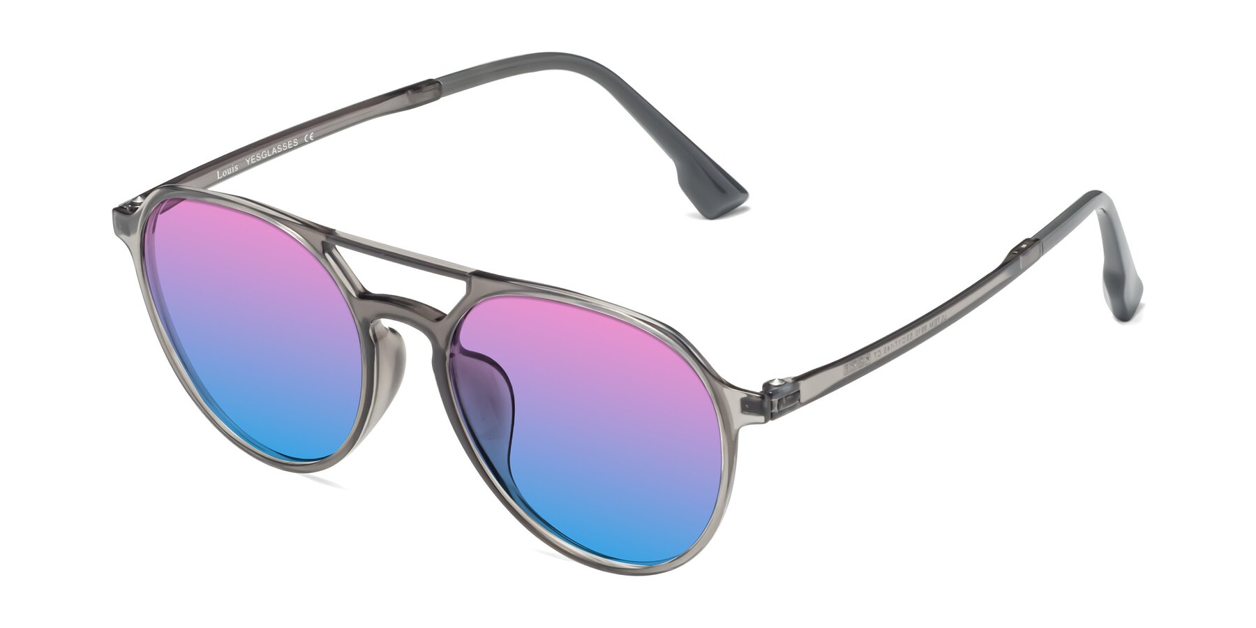 Angle of Louis in Gray with Pink / Blue Gradient Lenses