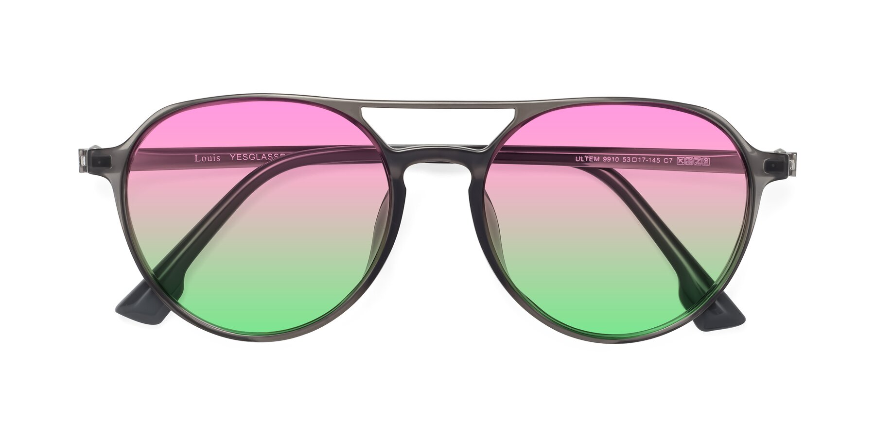 Folded Front of Louis in Gray with Pink / Green Gradient Lenses
