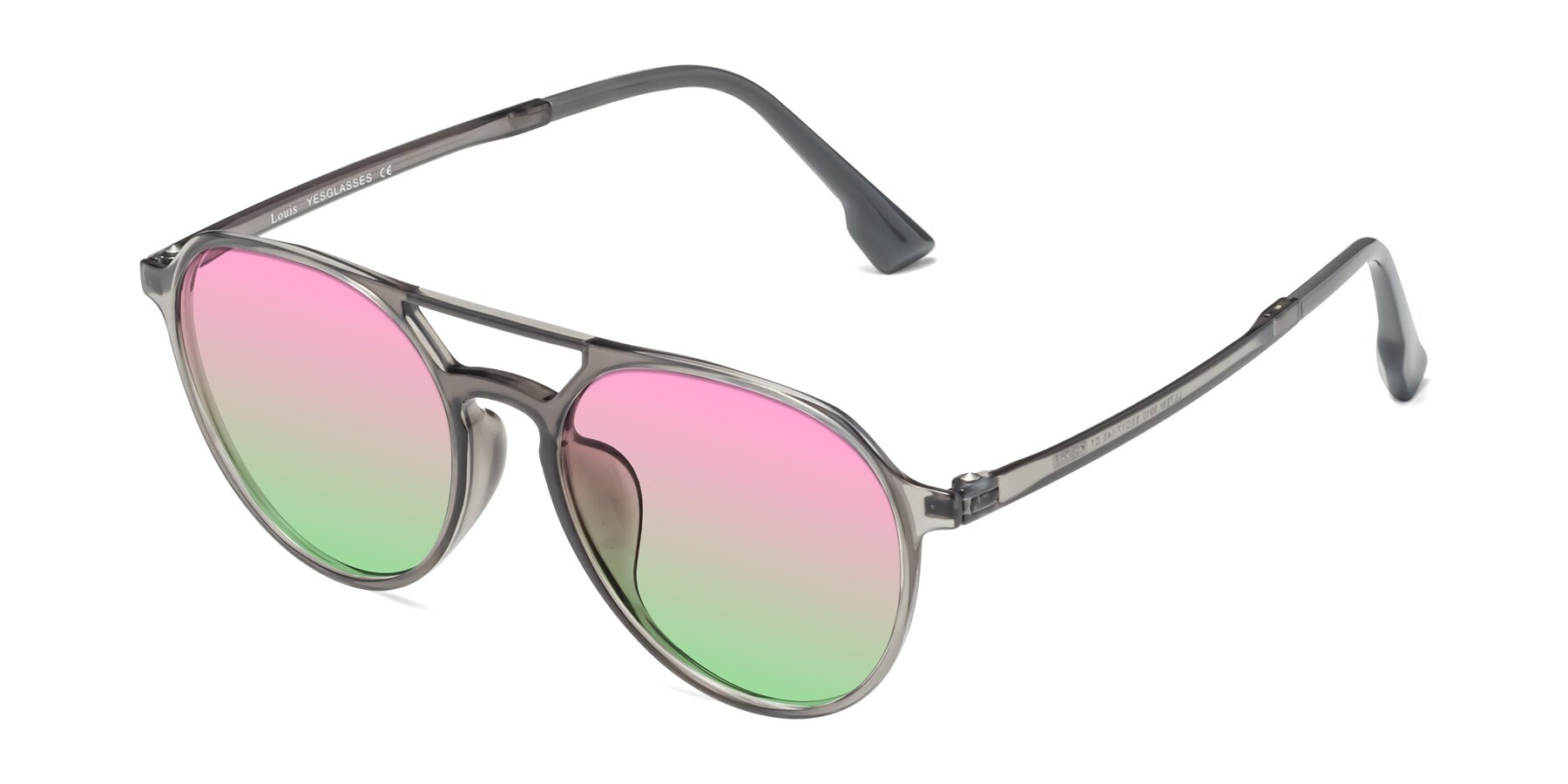 Angle of Louis in Gray with Pink / Green Gradient Lenses