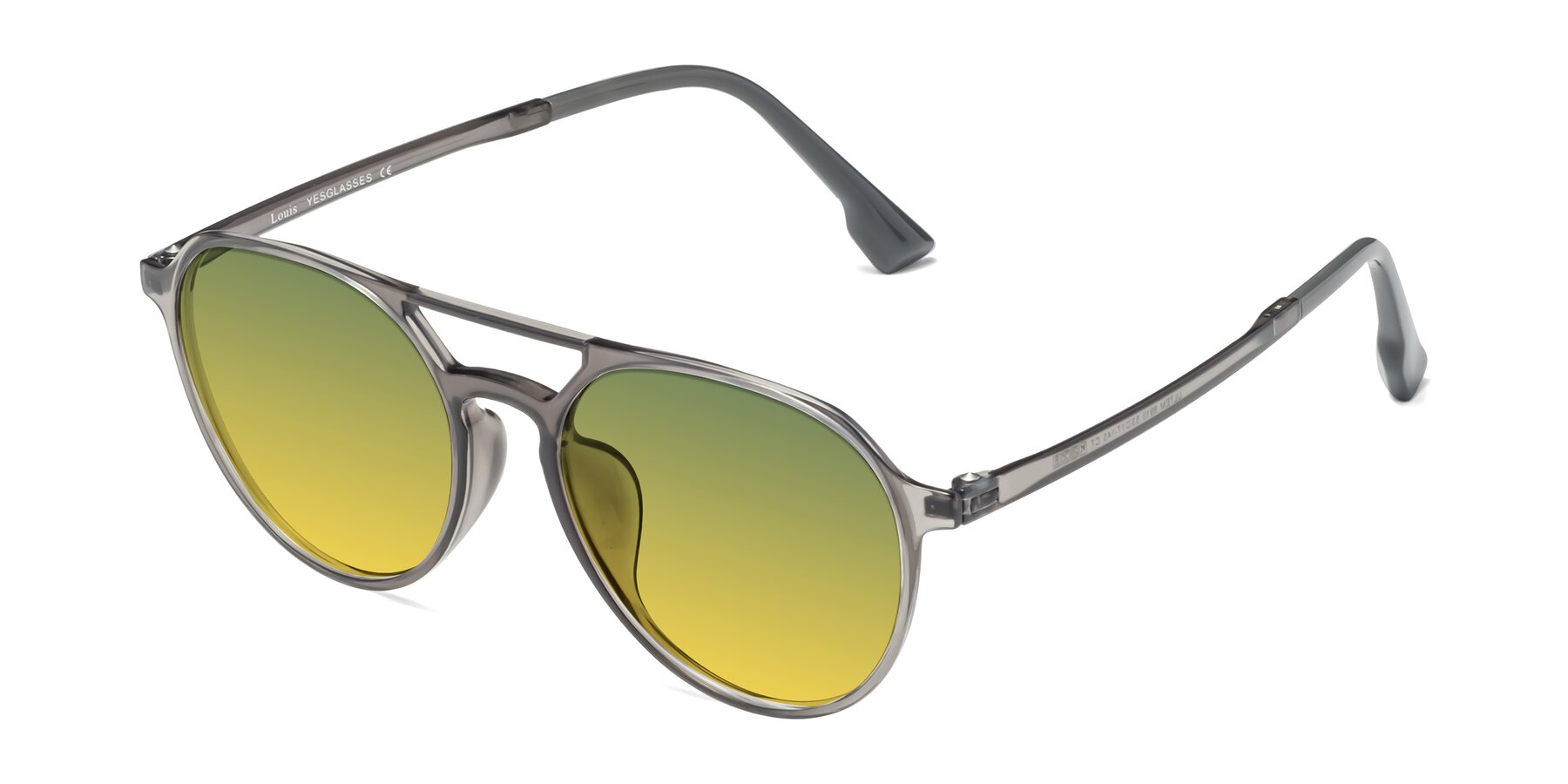 Angle of Louis in Gray with Green / Yellow Gradient Lenses