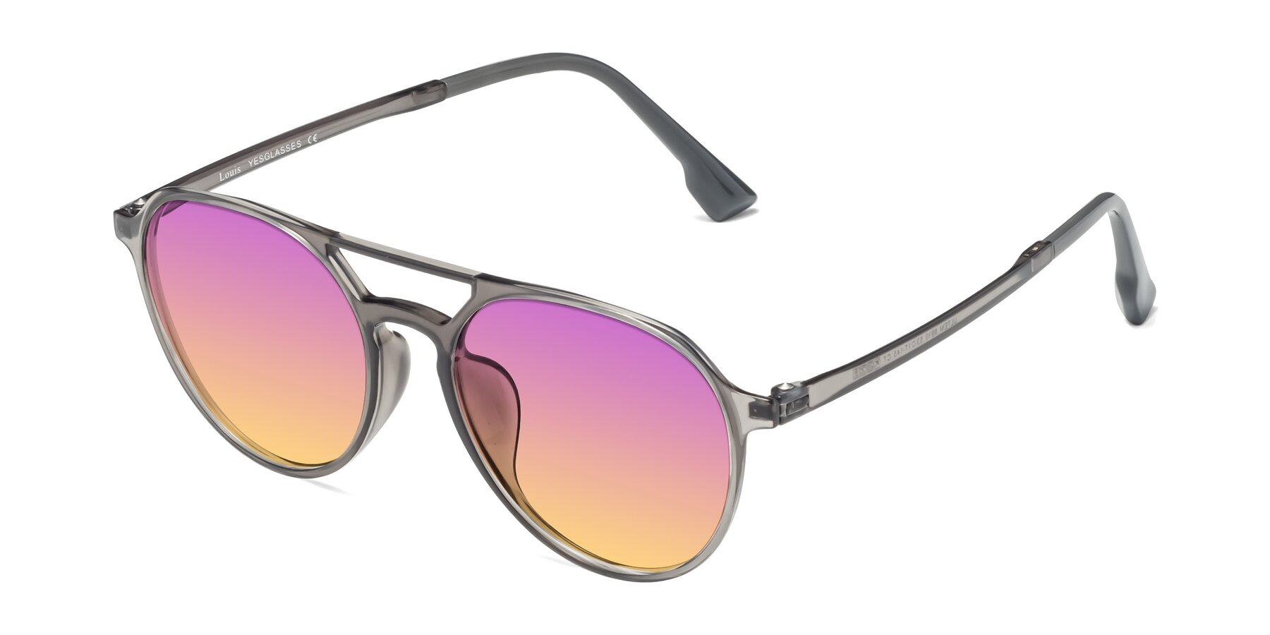 Angle of Louis in Gray with Purple / Yellow Gradient Lenses