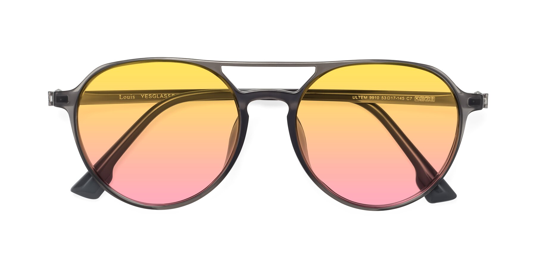 Folded Front of Louis in Gray with Yellow / Pink Gradient Lenses