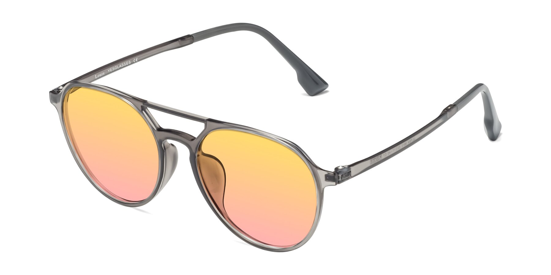 Angle of Louis in Gray with Yellow / Pink Gradient Lenses