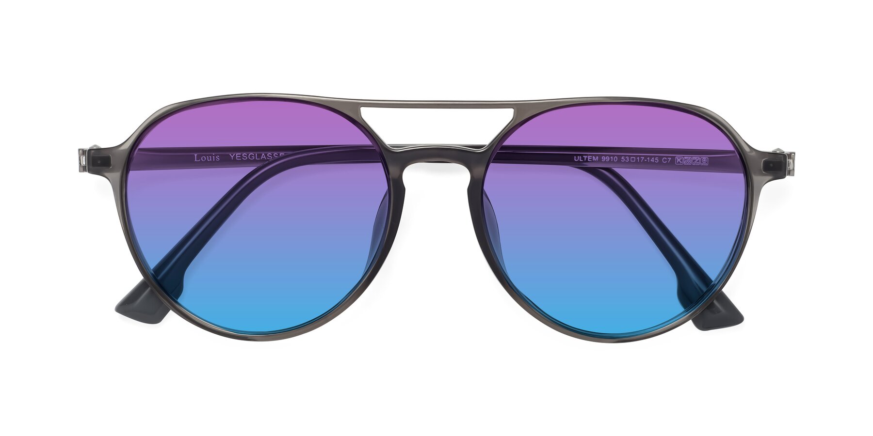 Folded Front of Louis in Gray with Purple / Blue Gradient Lenses
