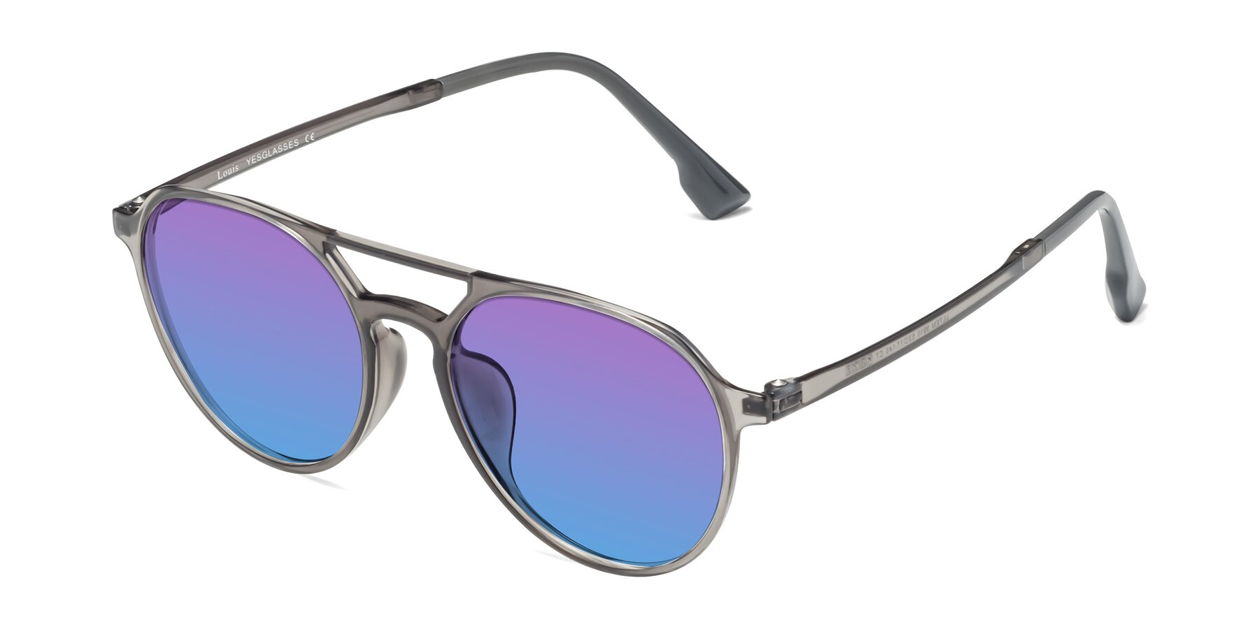 Angle of Louis in Gray with Purple / Blue Gradient Lenses
