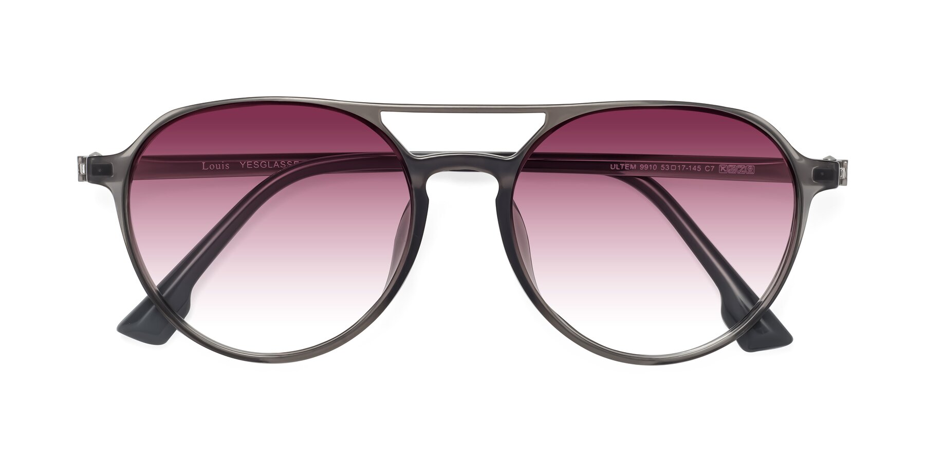 Folded Front of Louis in Gray with Wine Gradient Lenses