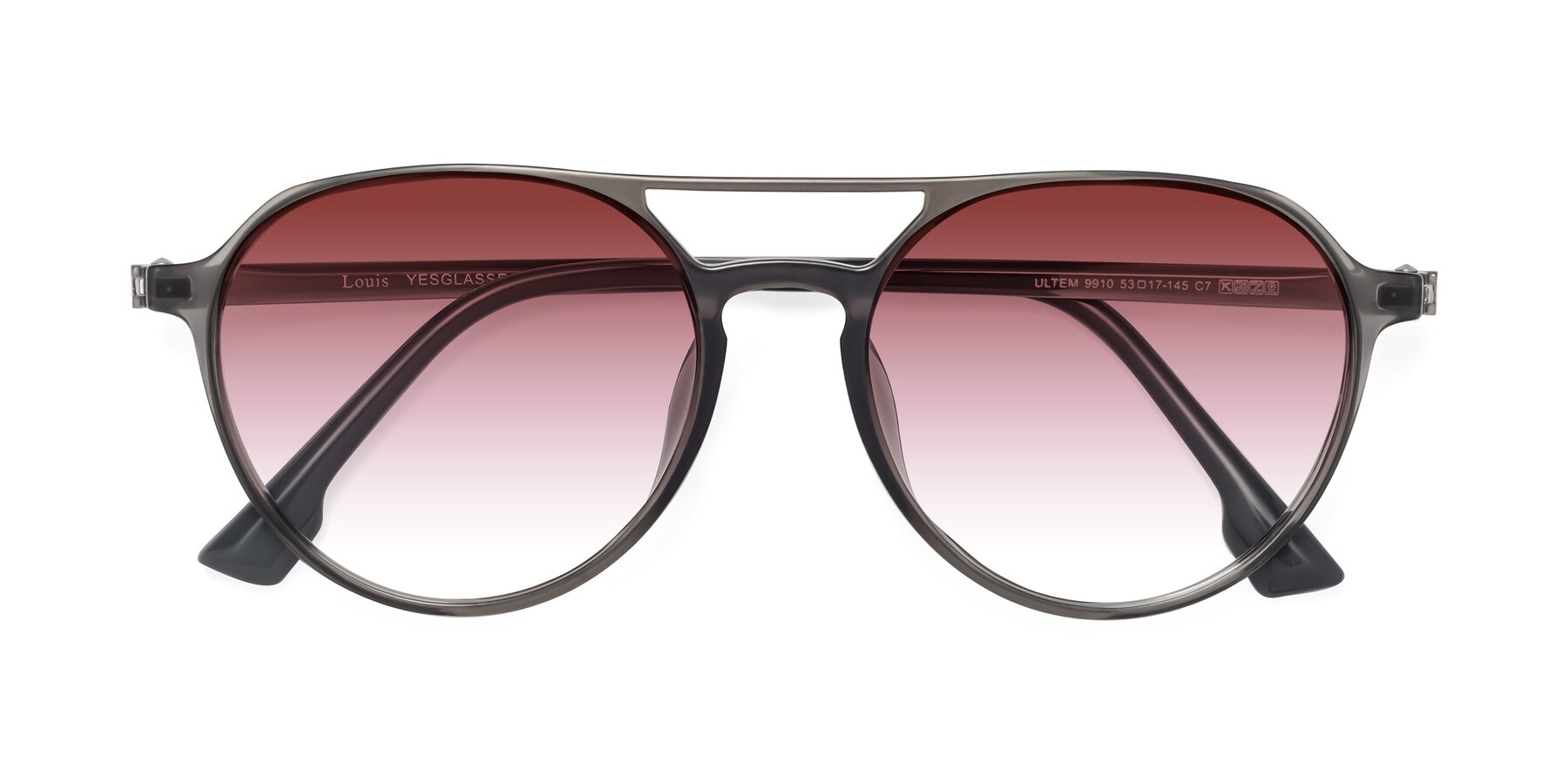 Folded Front of Louis in Gray with Garnet Gradient Lenses