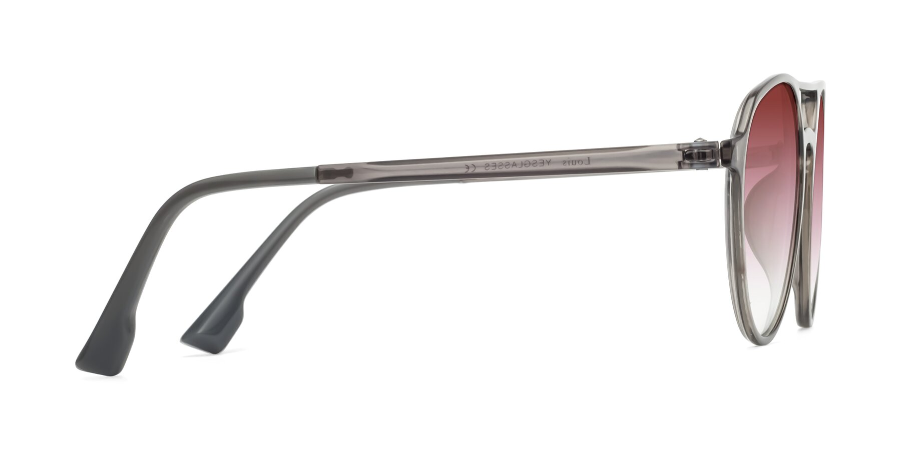 Side of Louis in Gray with Garnet Gradient Lenses