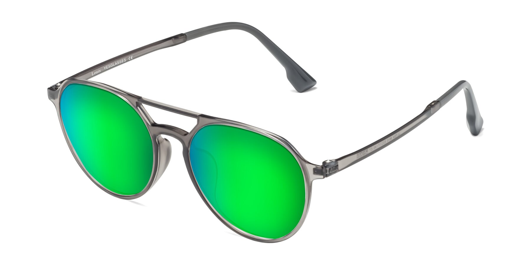 Angle of Louis in Gray with Green Mirrored Lenses
