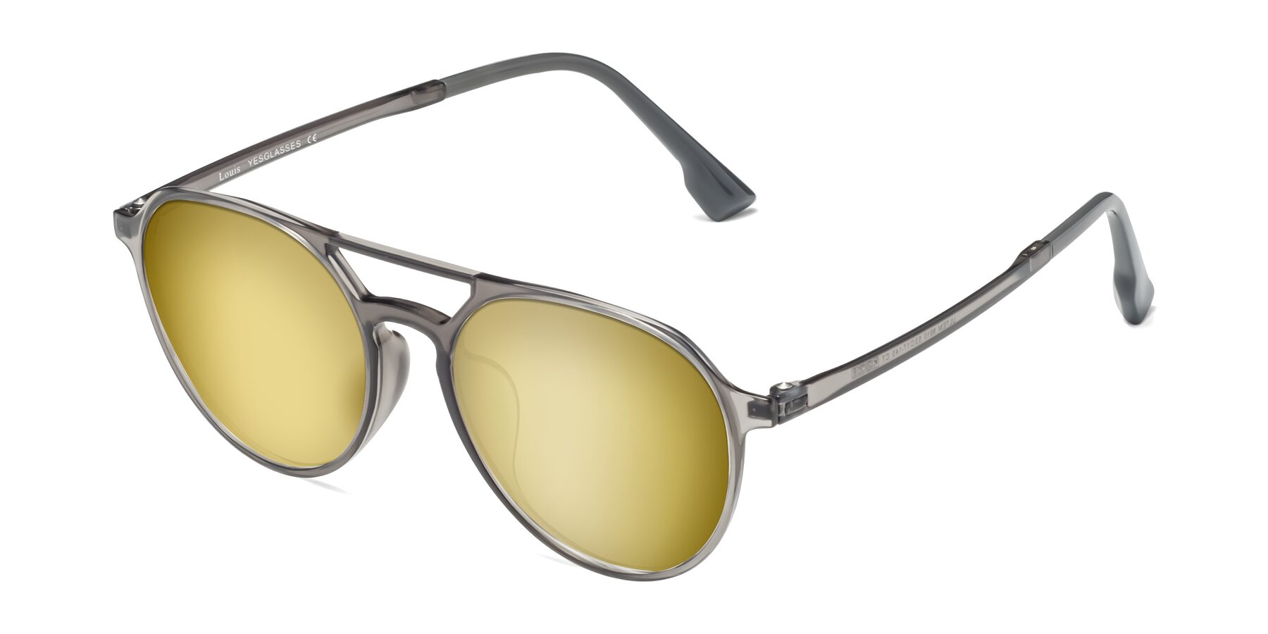 Angle of Louis in Gray with Gold Mirrored Lenses