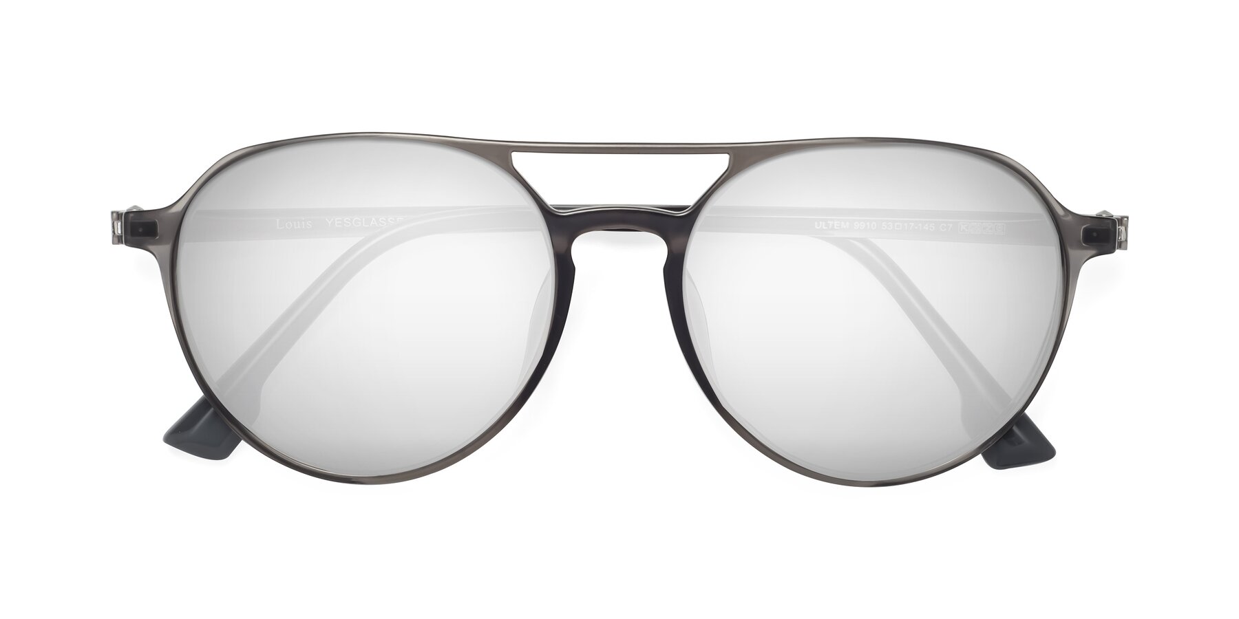 Folded Front of Louis in Gray with Silver Mirrored Lenses