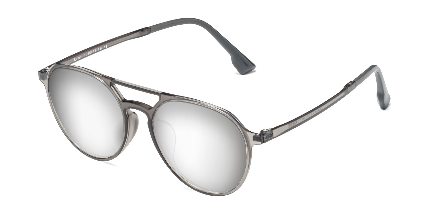 Angle of Louis in Gray with Silver Mirrored Lenses