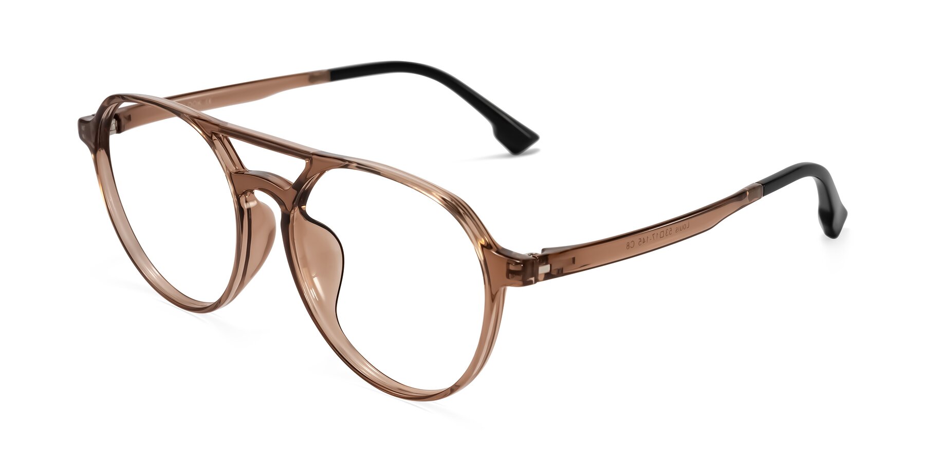 Angle of Louis in Caramel Crystal with Clear Reading Eyeglass Lenses