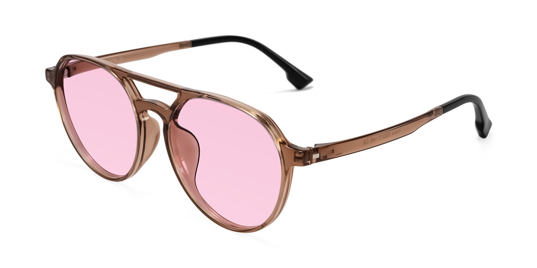 Angle of Louis in Caramel Crystal with Light Pink Tinted Lenses