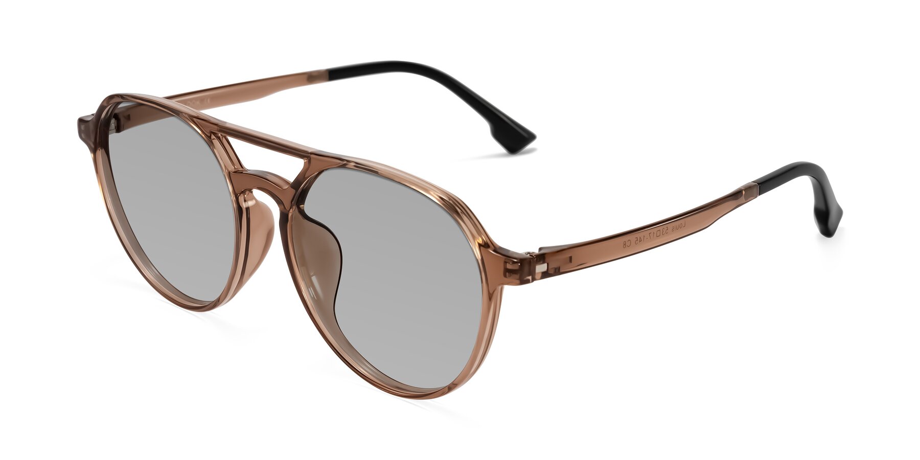 Angle of Louis in Caramel Crystal with Light Gray Tinted Lenses