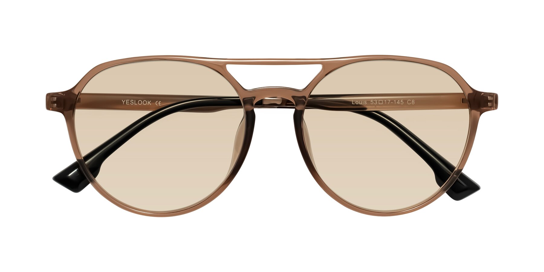 Folded Front of Louis in Caramel Crystal with Light Brown Tinted Lenses